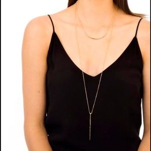 Stella & Dot Kari layered necklace, gold , 2in1